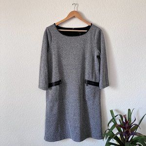 Ann Taylor Faux Leather Trim Tweed Sheath Dress Size Medium